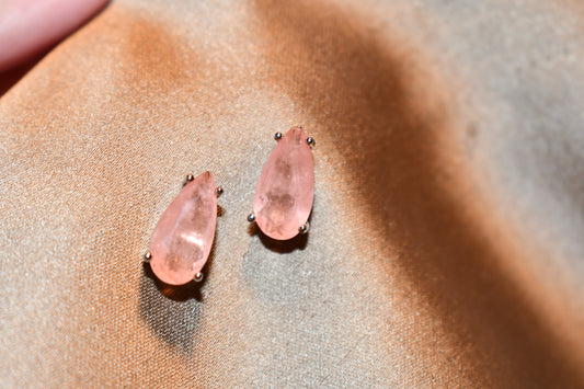 Coral Tourmaline Pear Shaped Earrings