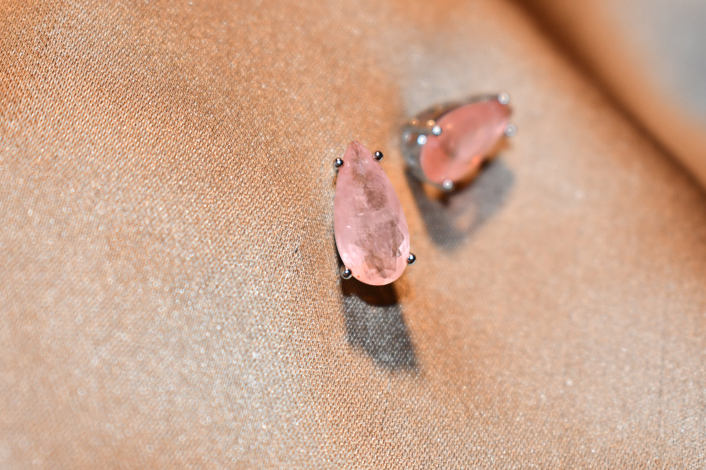 Coral Tourmaline Pear Shaped Earrings