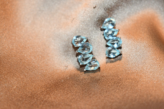 Sky Blue Tourmaline Crawler Earrings