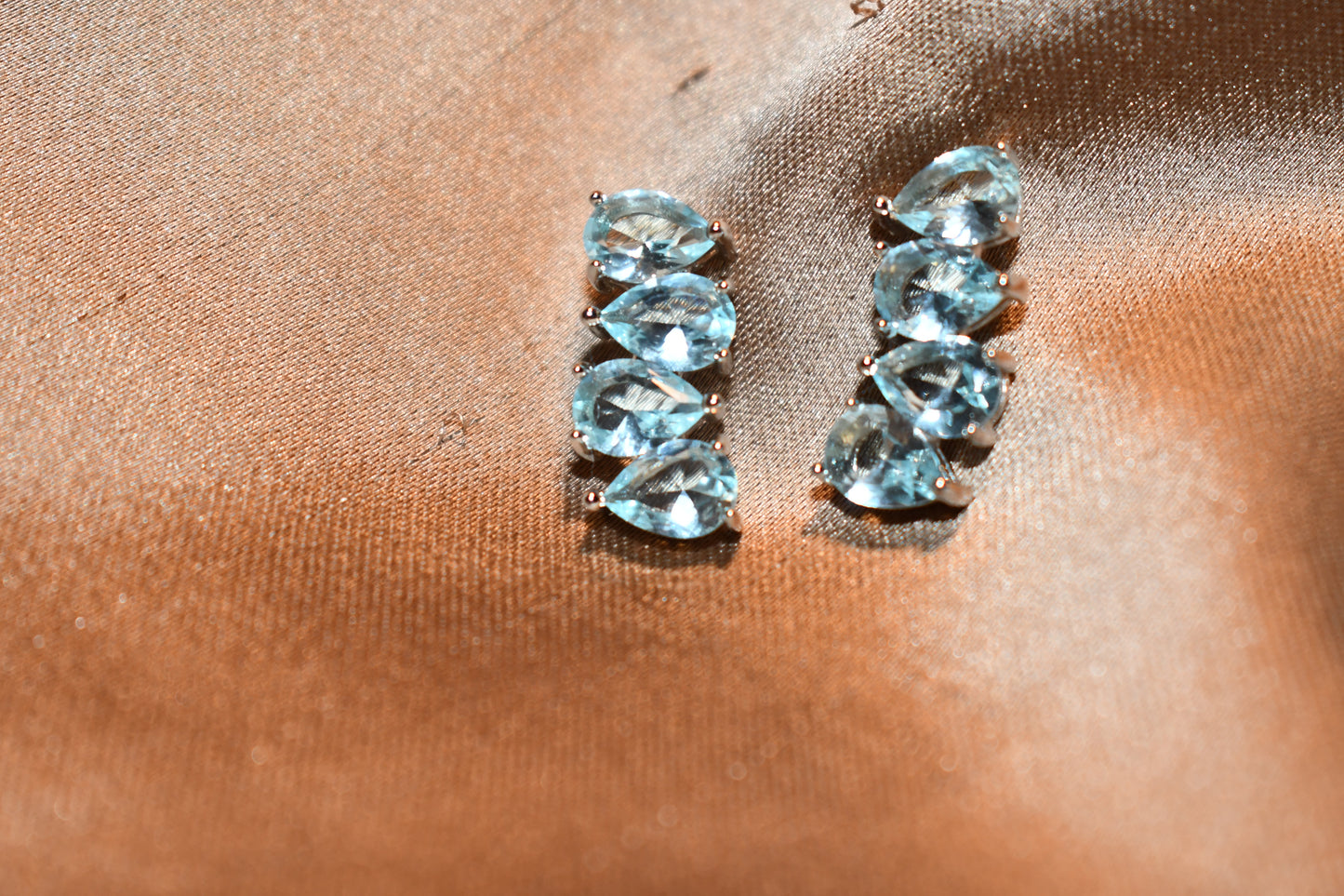 Sky Blue Tourmaline Crawler Earrings