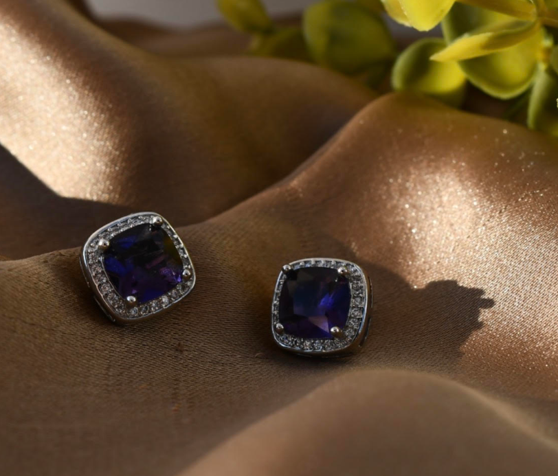 Amethyst Cushion Cut Earrings