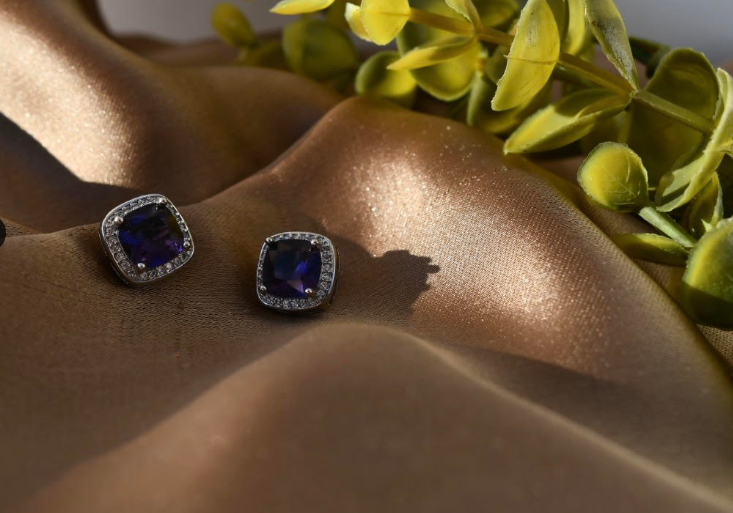 Amethyst Cushion Cut Earrings