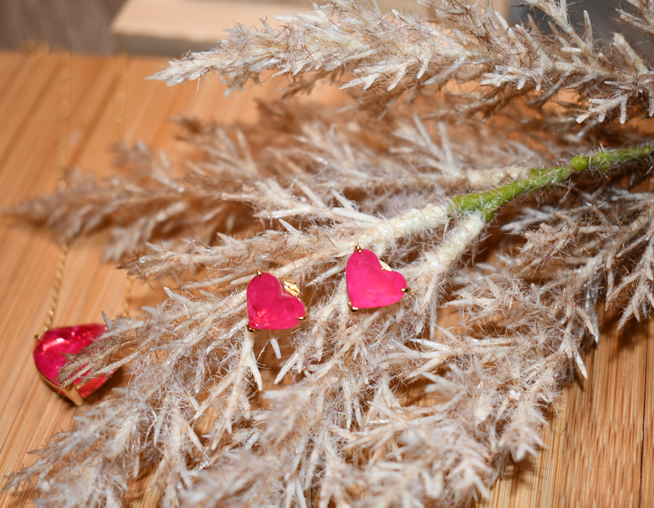 Fuchsia Heart Earrings