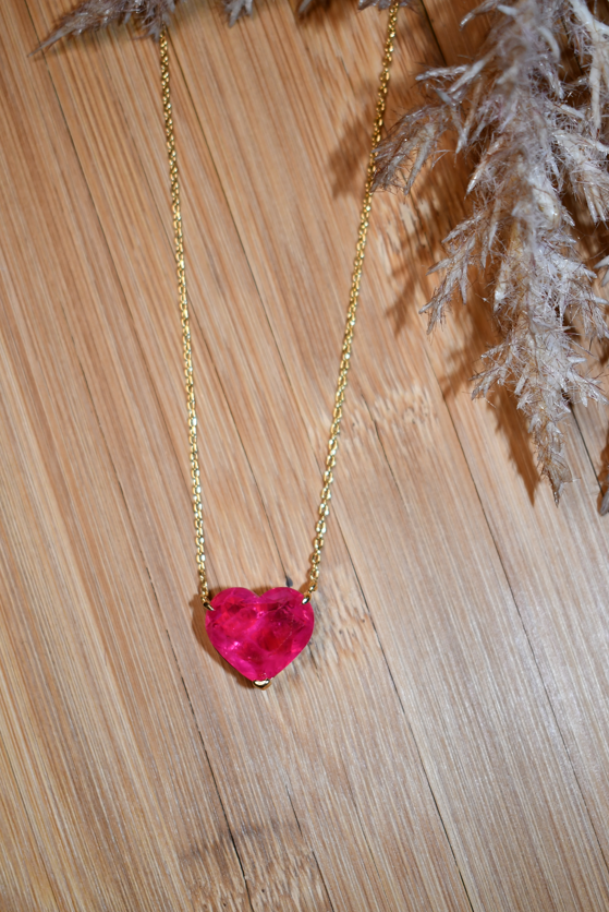 Fuchsia Heart Necklace