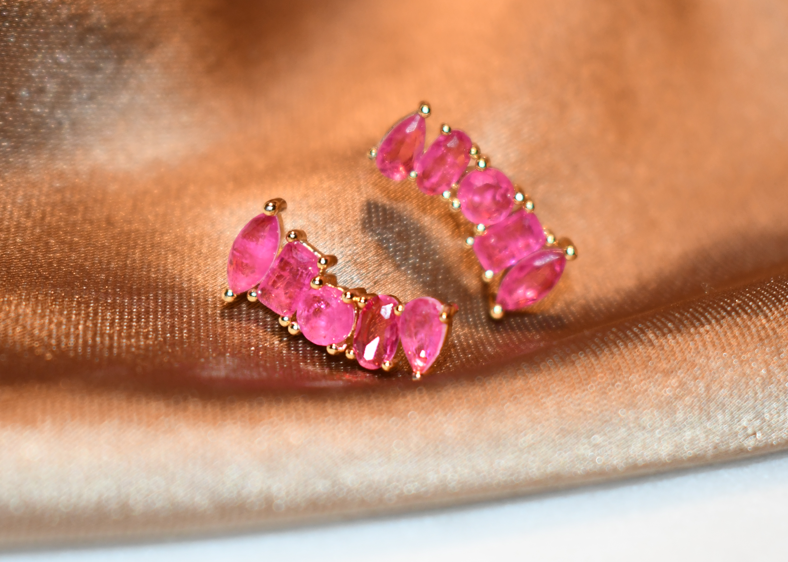 Fuscia Tourmaline Crawler Earrings