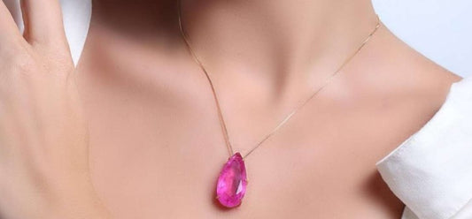 Fuschia Tourmaline Pear Cut Necklace