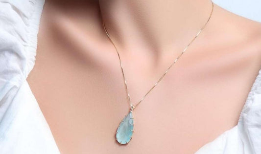 Sky Blue Topaz Pear Cut Necklace