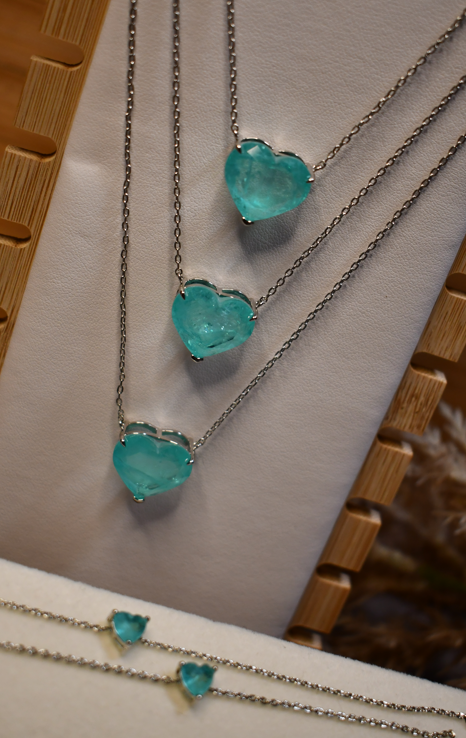 Turquoise Tourmaline Heart Necklace