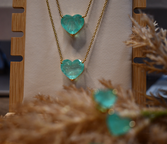 Turquoise Tourmaline Heart Necklace Gold-plated