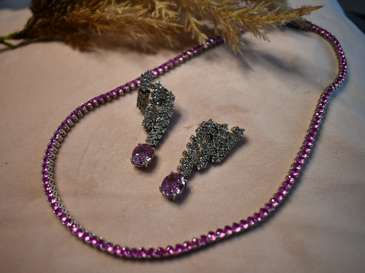 Pink Sapphire Riviera & Kunzite Drop Earrings