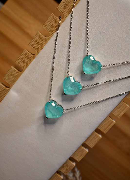 Turquoise Tourmaline Heart Necklace