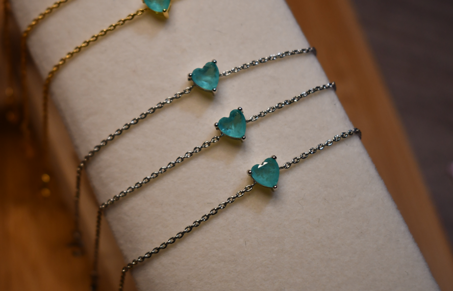 Turquoise Tourmaline Heart Bracelet